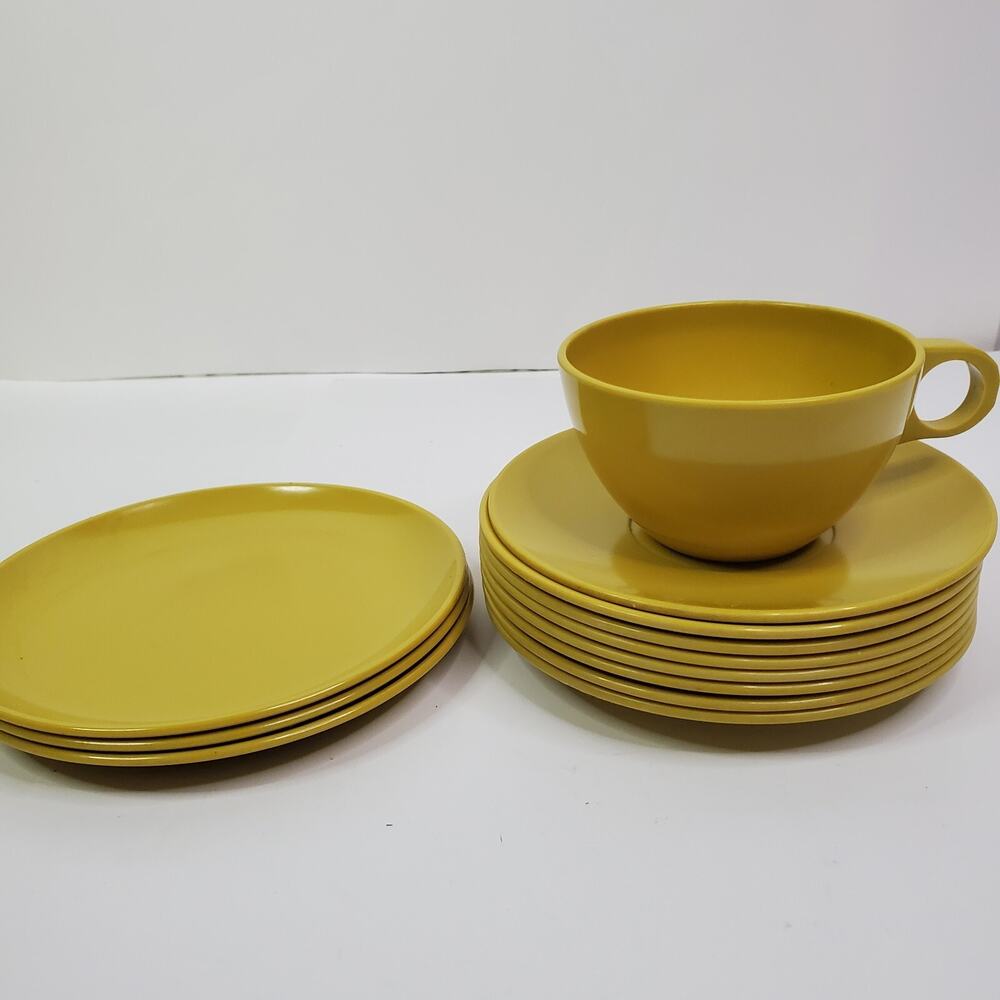 Vtg Melmac Harvest Gold Dishes Lot of 12 Melamine Bowls Platters 1 cup